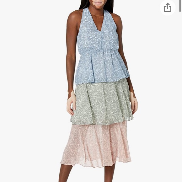 Sam Edelman Dresses & Skirts - Sam Edelman Tiered Multicolor Halter midi dress NWT